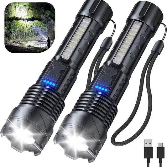 High Lumens Rechargeable LED Flashlight, Super Bright 7 Light Modes, IPX6 Waterproof, Powerful Handheld Flashlight for Outdoor Camping & Emergency Use